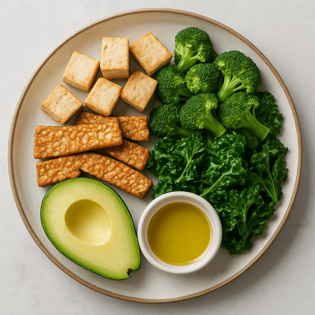 "Diagram illustrating the relationship between fiber, protein, and fat loss in meal prep for weight loss, highlighting nutrient-dense foods like lentils and greens."