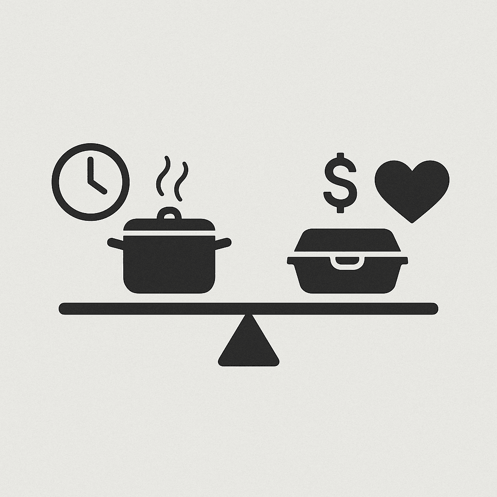 Are Meal Delivery Services Worth It? How the Best Prepared Food Delivery Options Support a Healthier, Stress-Free Lifestyle 3 "Visual cost-benefit analysis comparing the time and money spent on home cooking versus using meal delivery services—are meal delivery services worth it?"