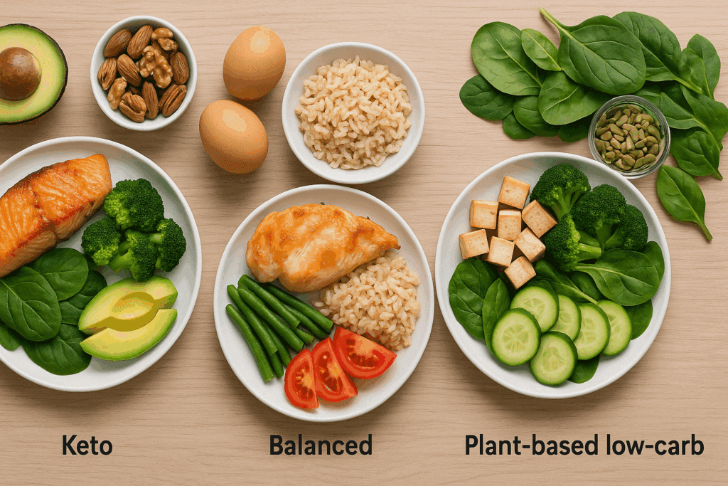 Is a Monthly Meal Subscription Worth It? What to Know About Nutrition, Portion Control, and the Best Meal Kit Deals 4 Low-carb and keto meal options prepared through a monthly meal subscription, featuring fresh avocado, eggs, and leafy greens.