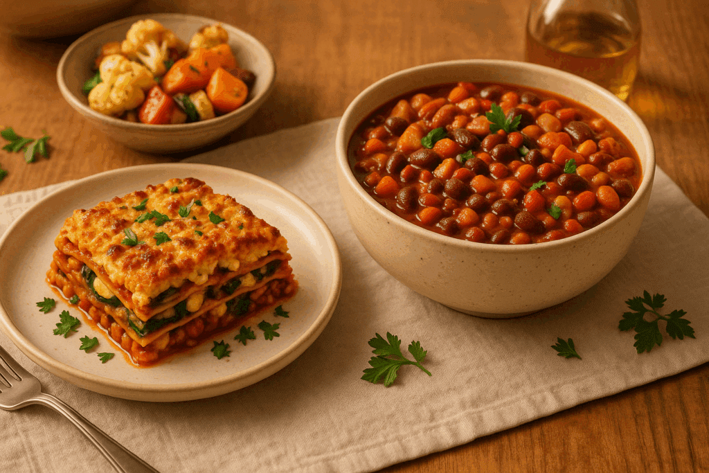 Assorted snacks including edamame, chickpeas, and yogurt as part of high protein low calorie meal prep ideas