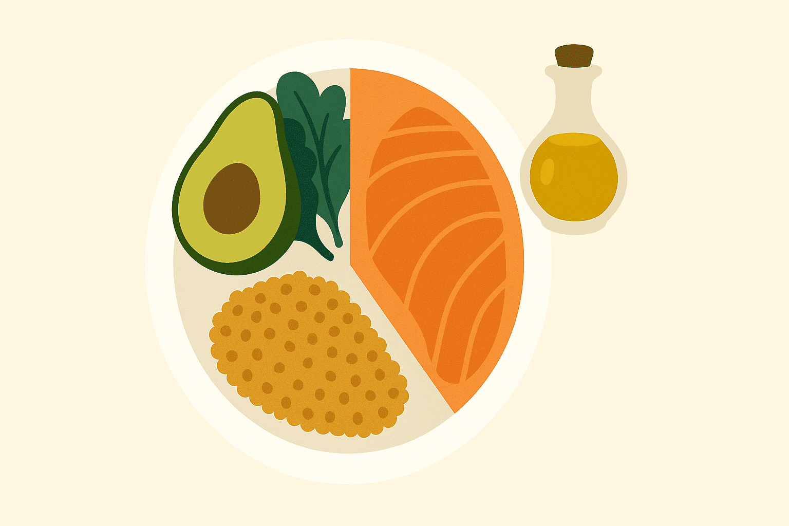 Balanced macro plate as part of easy low calorie meal prep with avocado, leafy greens, baked cod, and wild rice