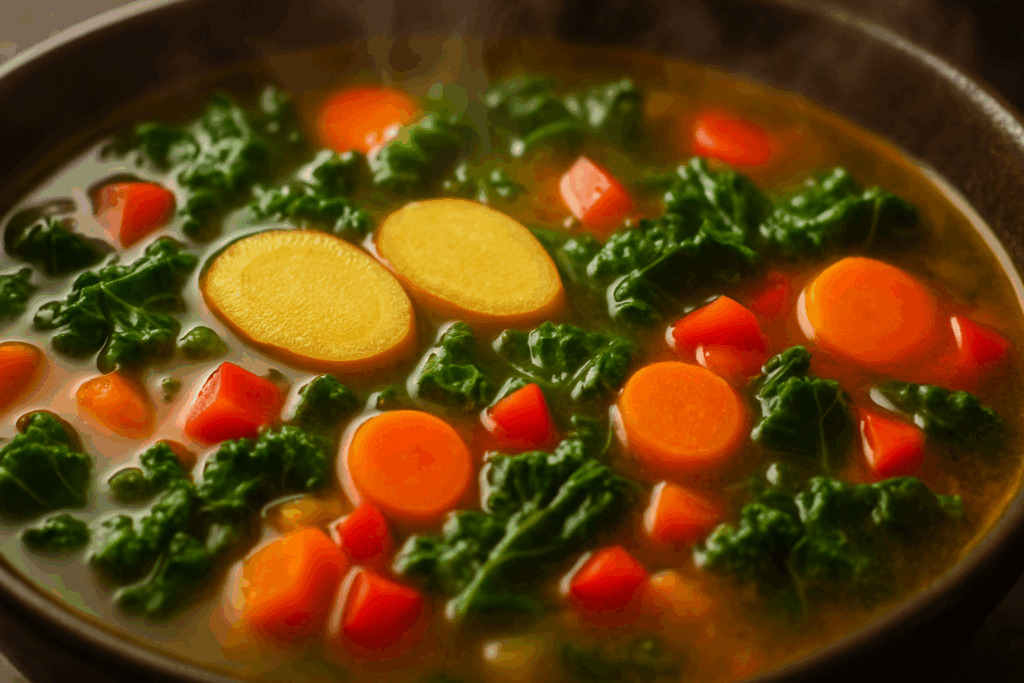 Warm Up Your Wellness Journey: 21 Hearty Vegan Soup Recipes for a Healthy, Plant-Based Lifestyle 5 Meal prep containers lined up with a variety of hearty vegan soup recipes showcasing vibrant plant-based flavors and seasonal produce.