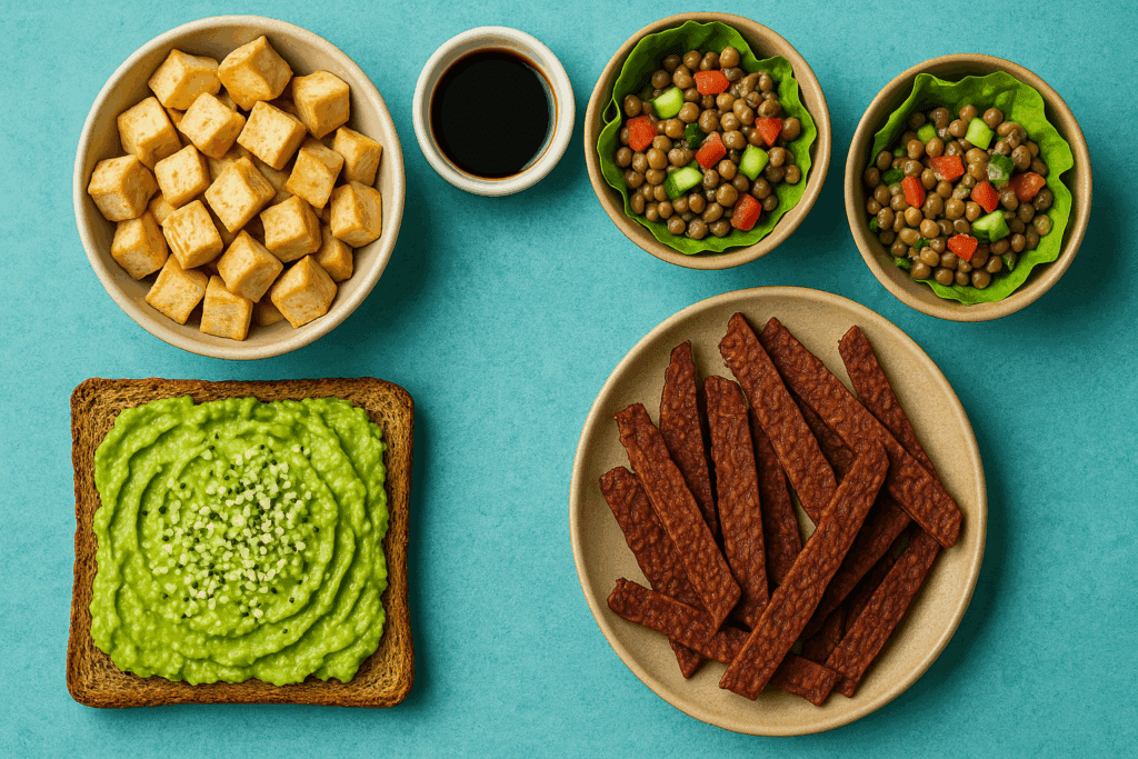 Smart Snacking on a Plant-Based Diet: Best Whole Food Plant Based Snacks Backed by Nutrition Science 5 Nutritious meal prep layout with the best whole food plant based snacks packed in reusable containers, ready for on-the-go healthy eating