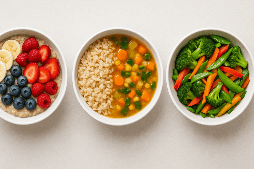 Best Low Fat Foods for Heart Health and Weight Loss: What Science Says About Plant-Based Choices 5 "Colorful display of raw fruits and vegetables on a wooden table showcasing the Best Low Fat Foods for clean eating."