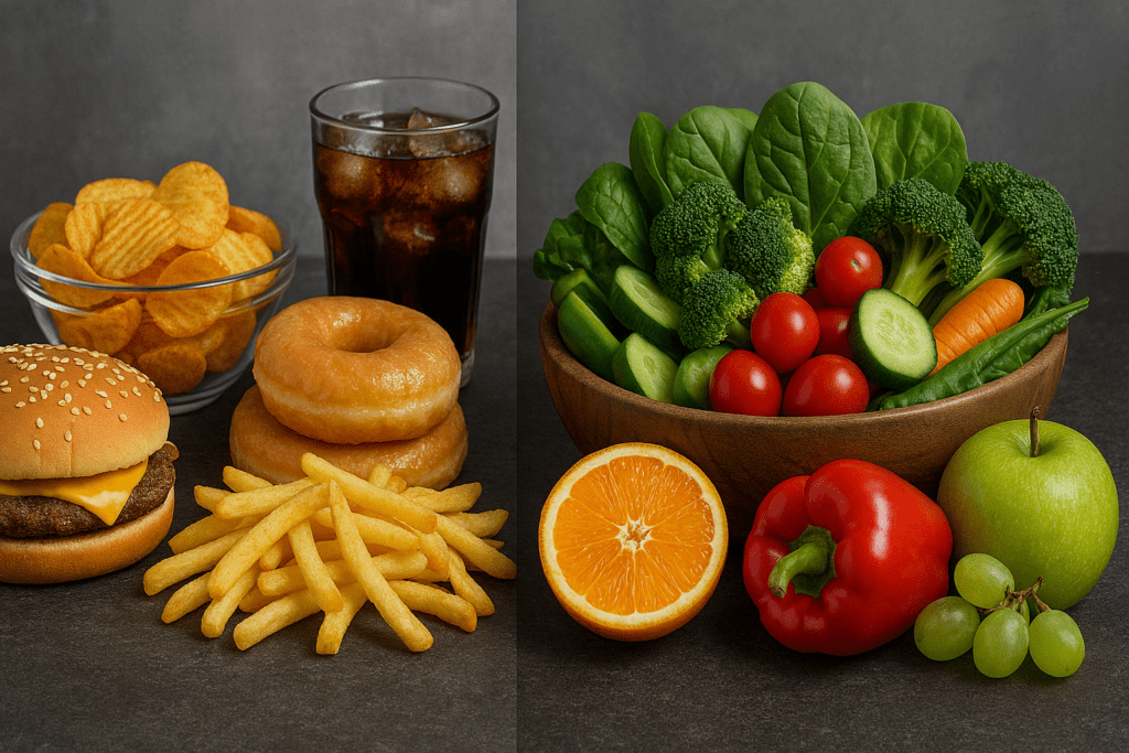 Top Fruits and Vegetables for Weight Loss Backed by Science: What to Eat for Healthy, Lasting Results 6 Person choosing top fruits and vegetables for weight loss at a grocery store, holding fresh produce and evaluating healthy options.