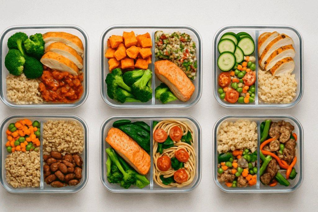 Visual timeline of a 3-day meal prep cycle showing how simple meal preparation supports variety and freshness.