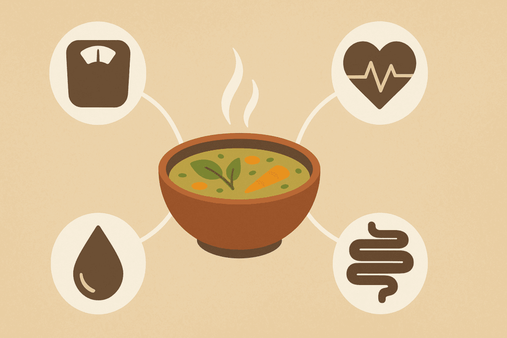 Warm and Wholesome: The Best Plant-Based Soups and Stews for Flavor, Fullness, and Weight Loss Support 6 Global variety of plant-based soups and stews, featuring dishes like miso soup, Ethiopian lentil stew, and Mediterranean minestrone.