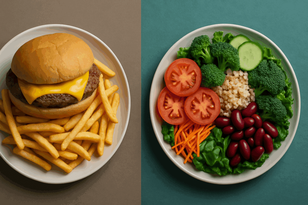 Smart & Satisfying: Plant-Based Lunch Ideas for Weight Loss Backed by Nutrition Science 6 Table full of diverse Plant-Based Lunch Ideas for Weight Loss featuring high-fiber vegetables, whole grains, legumes, and healthy fats