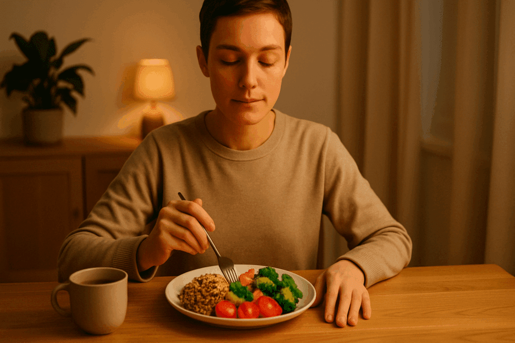 Flavorful lentil and roasted vegetable bowl with tahini showcasing tasty bodybuilding simple meals