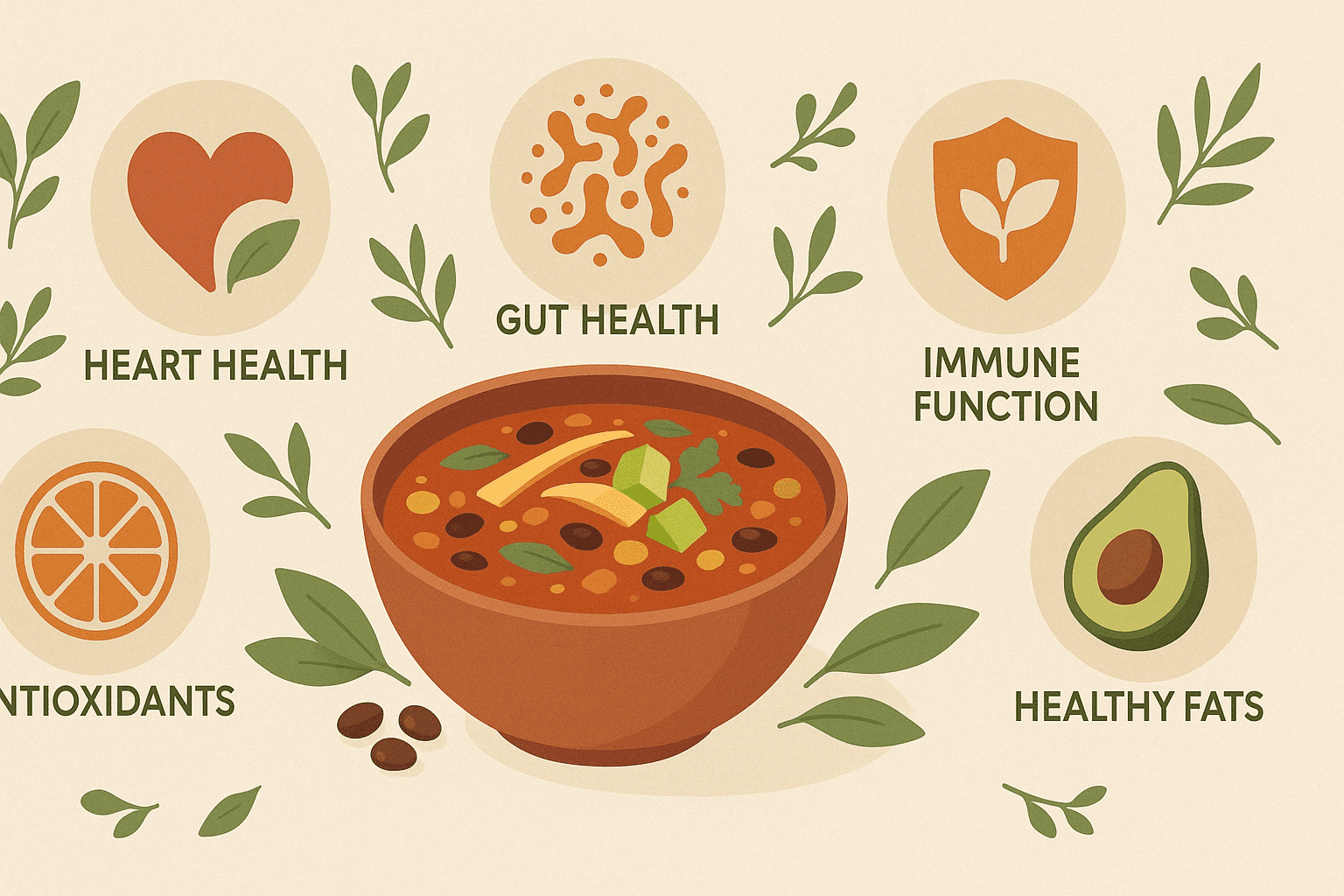 Wholesome Comfort in a Bowl: A Dietitian-Approved Plant-Based Tortilla Soup for Vibrant Vegan Health 6 Group of people enjoying bowls of plant-based tortilla soup around a rustic dining table, with ingredients like lime, herbs, and corn in view