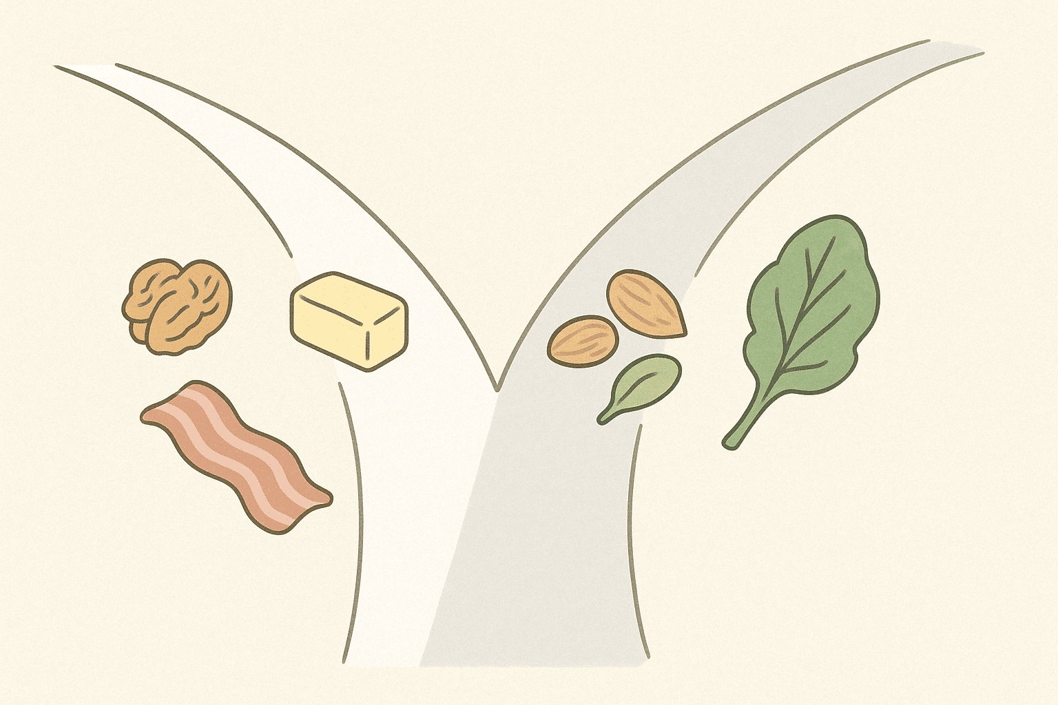 Two metaphorical breakfast paths illustrating sustainable vs restrictive approaches to healthy breakfast meal prep ideas