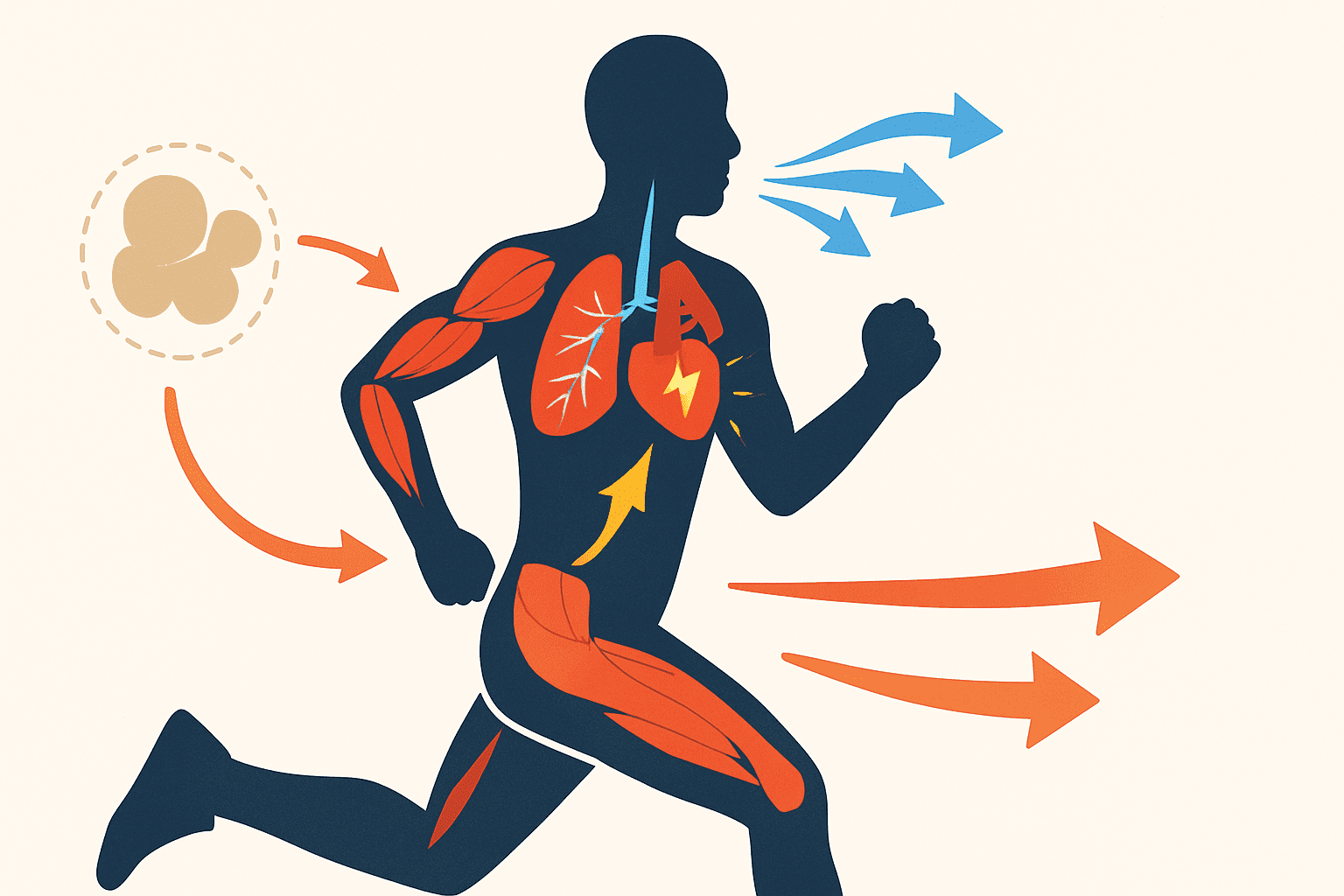 Best Aerobic Exercise at Home for Weight Loss: How to Build Endurance and Burn Fat Naturally 1 Infographic-style diagram of a person jogging with highlighted muscles, heart, and lungs to illustrate fat burning and oxygen flow during the best aerobic exercise at home for weight loss