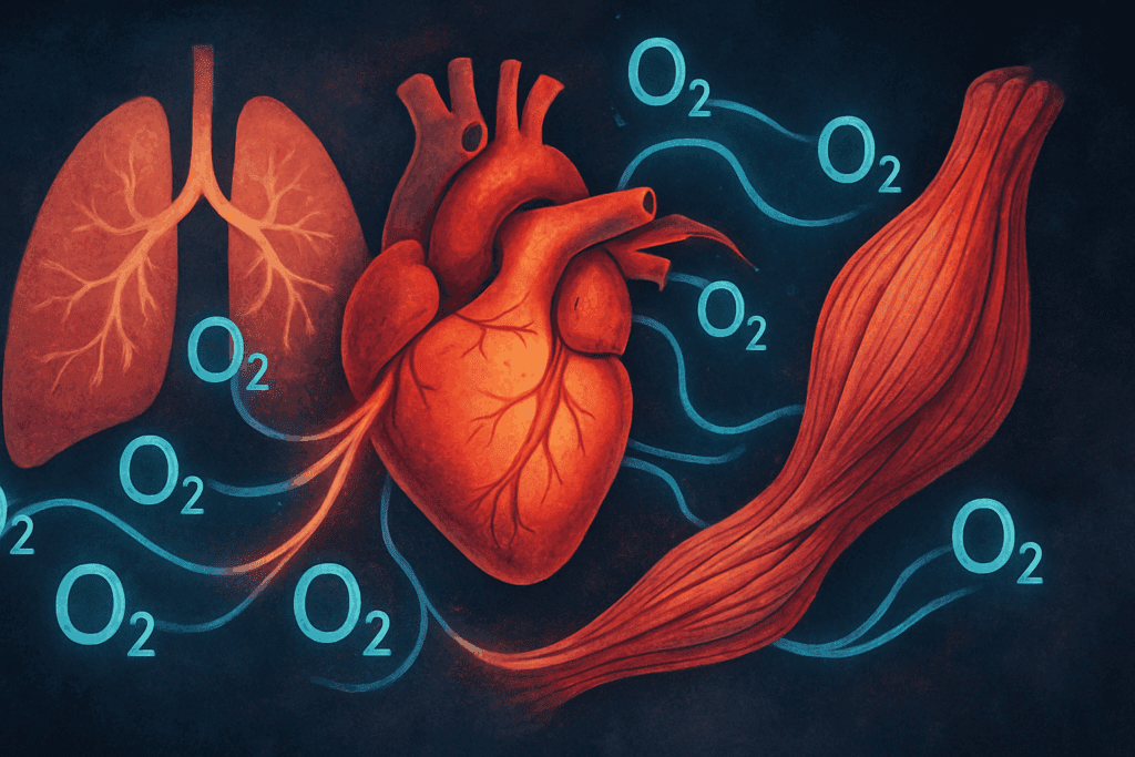 Boost Performance Naturally: How to Increase Aerobic Endurance and Build Cardio Capacity for Lasting Stamina 2 Artistic visualization of human heart, lungs, and muscles interconnected with oxygen flow, illustrating how to increase aerobic endurance