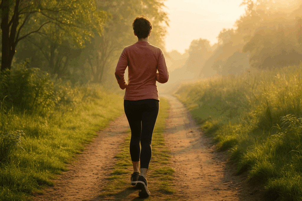 Boost Performance in Just Minutes Per Day: Expert-Backed Cardiovascular Exercise Recommendations to Improve Endurance Naturally 3 Jogger on a sunlit forest trail at sunrise illustrating cardiovascular exercise recommendations for peak natural performance