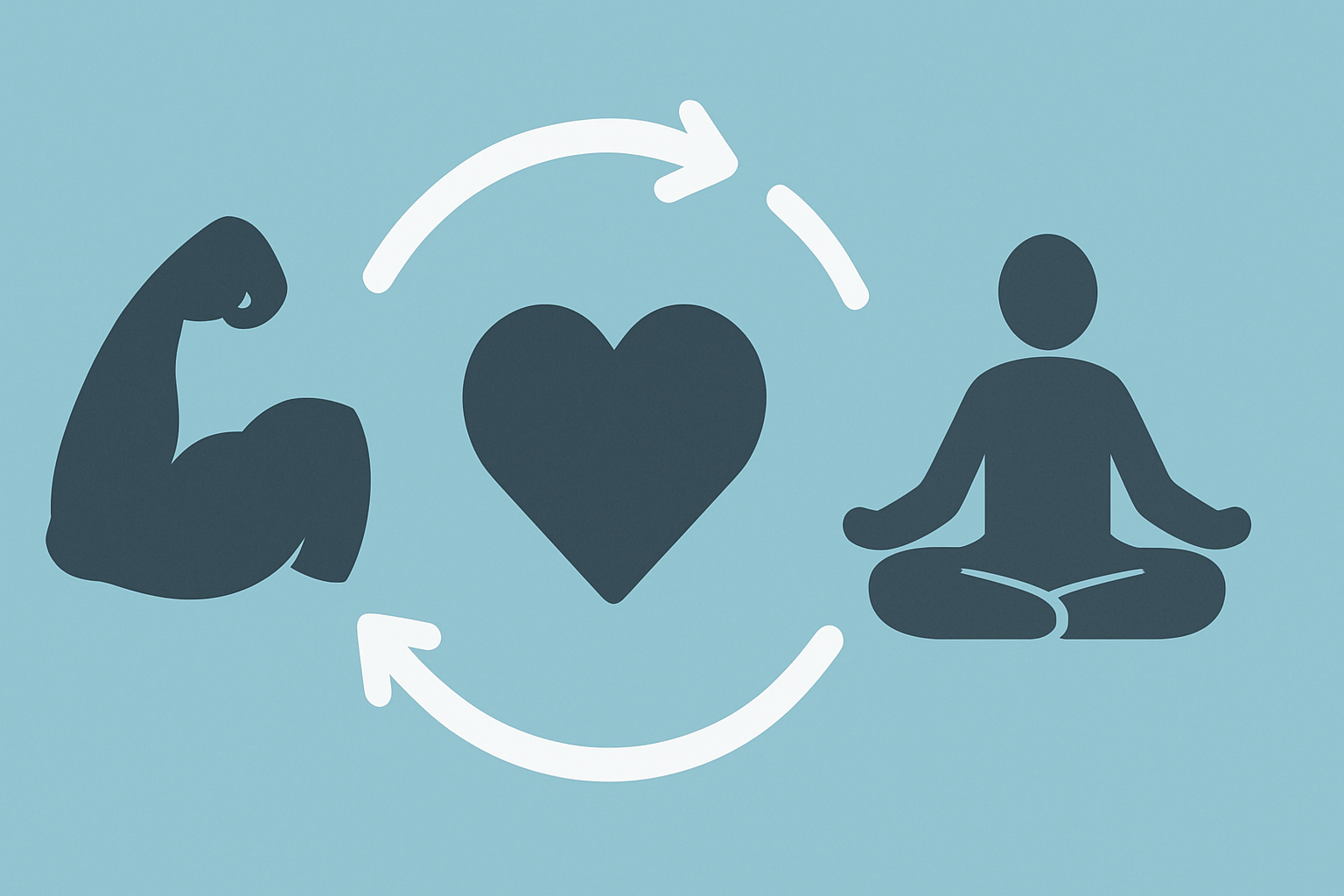 How Many Hours a Week Should You Work Out? Expert Insights on Exercise Time, Weight Maintenance, and Cardio Twice a Day 5 Flowchart showing muscle, heart, and meditation icons representing workout phases to illustrate how many hours a week should you work out.