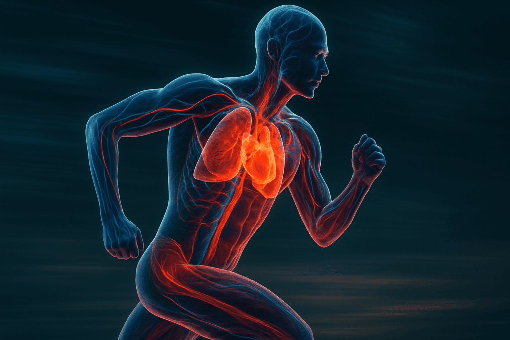 How to Increase Stamina and Endurance Naturally: Smart Training Tips and Nutrition Habits That Support Cardiovascular Fitness 1 Human anatomy with glowing heart, lungs, and muscles in motion to illustrate how to increase stamina and endurance naturally