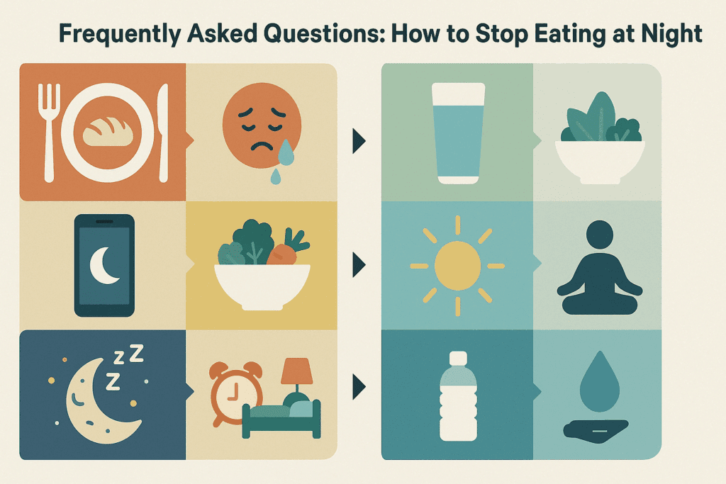 How to Stop Eating at Night: Expert-Backed Strategies to Curb Late Night Cravings and Improve Your Health Naturally 7 Infographic showing visual causes and solutions for how to stop eating at night, including hunger, emotions, screen time, and sleep habits