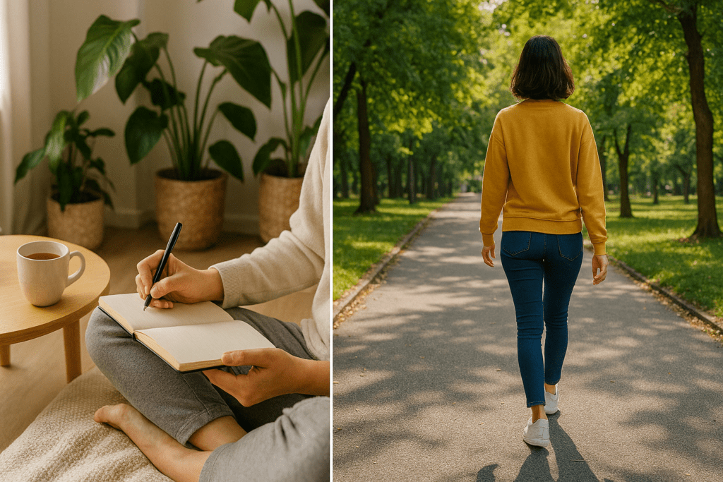 Smart and Natural Appetite Suppressant Strategies: What Can I Take to Suppress My Appetite and Support a Healthier Lifestyle? 6 Peaceful morning routine and nature walk illustrating daily wellness habits for better control of hunger—answering what can I take to suppress my appetite.
