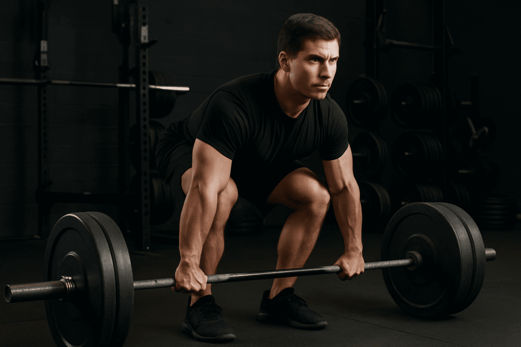 Man performing kettlebell lunges as part of his gym workout to reduce weight in a modern gym setting, focusing on strength and conditioning