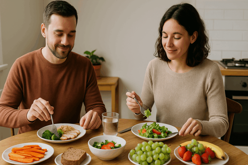 What Can I Do to Help My Girlfriend with an Eating Disorder? Supportive Nutrition Tips and Lifestyle Tools for Recovery 4 Couple enjoying a peaceful, balanced meal together at home, promoting calm connection in support of Help My Girlfriend with an Eating Disorder.