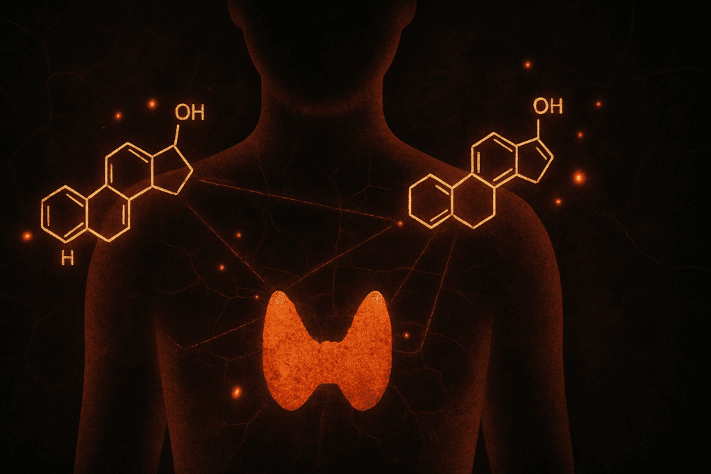 What Happens When You Stop Eating? Recognizing the Physical Signs and Health Risks of Not Eating Enough 3 Silhouette of human body with glowing hormone symbols and disrupted connections, visualizing what happens when you stop eating.