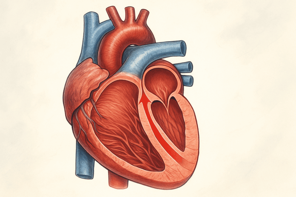 Why Do Athletes Have Lower Resting Heart Rates? Exploring the Athletic Heart Rate Advantage for Endurance and Performance 1 Medical illustration showing why do athletes have lower resting heart rates with an enlarged left ventricle and strong heart muscle structure