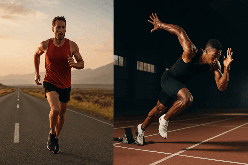 Why Do Athletes Have Lower Resting Heart Rates? Exploring the Athletic Heart Rate Advantage for Endurance and Performance 2 Endurance runner and sprinter illustrate training intensity differences, helping explain why do athletes have lower resting heart rates