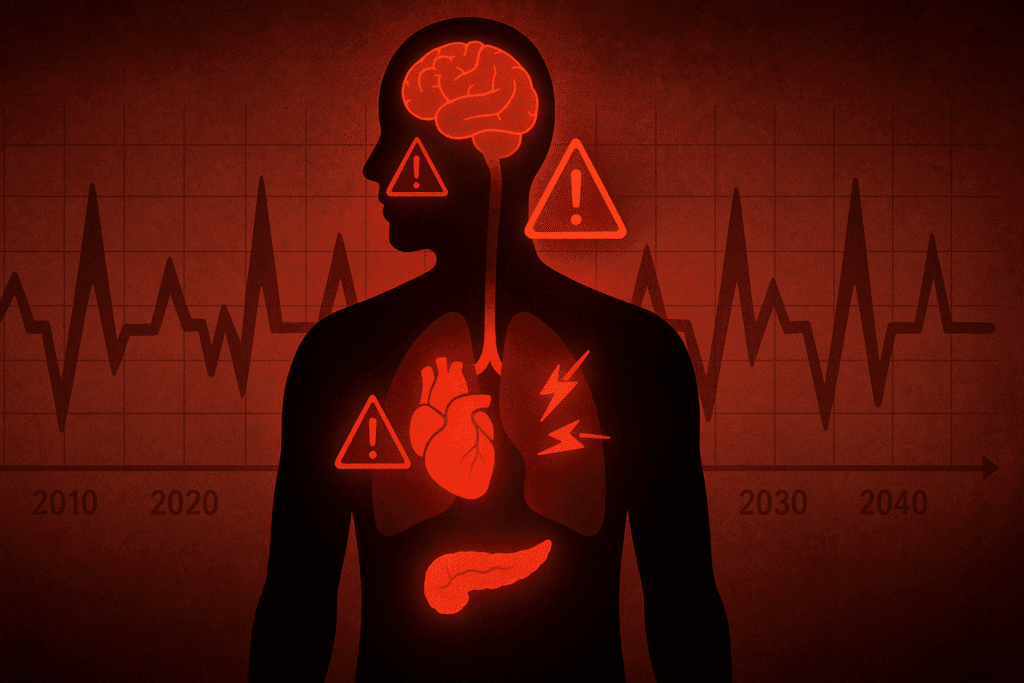 Silhouette of human figure with brain, heart, and pancreas highlighted, symbolizing Why Sugar Crashing Happens and How to Prevent It.