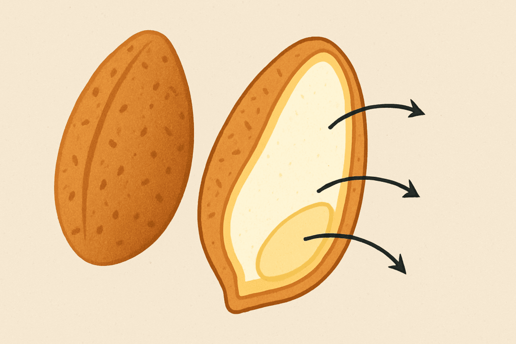 Cross-section illustration of a whole grain kernel showing bran, germ, and endosperm layers, related to whole grain rice and whole wheat rice.