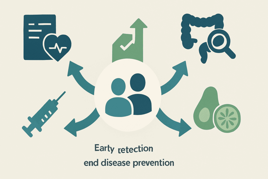 Infographic showing preventive health services like screenings, vaccines, and counseling, illustrating why medical insurance is important for early disease detection